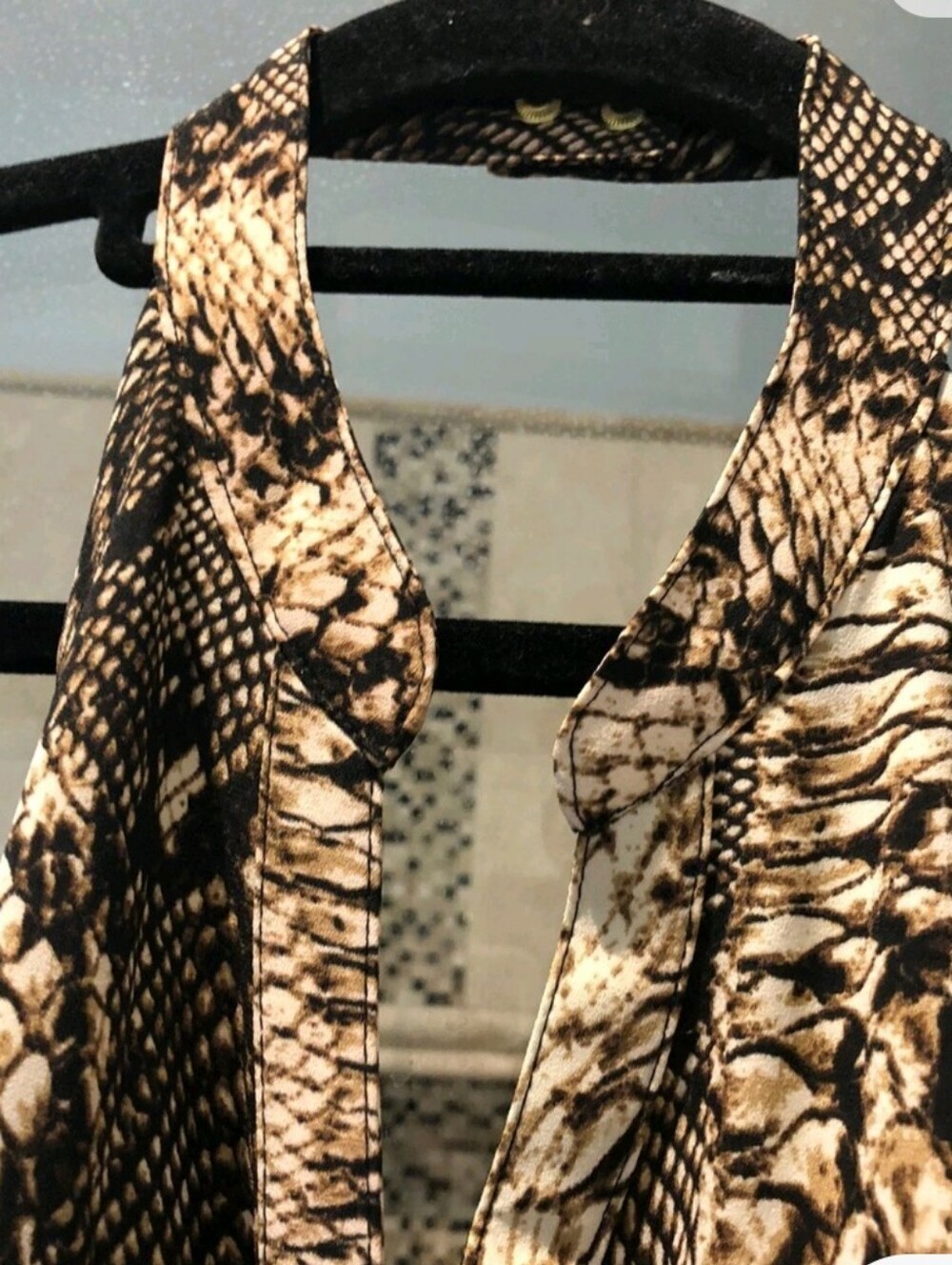 Cache Sleeveless Snakeskin Print Mini Skort jumpsuit in Beige and Black - Picture 3 of 4